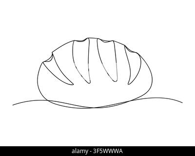 Continuous line drawing long loaf bread bakery icon vector illustration concept Stock Vector