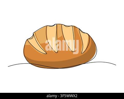 Continuous line drawing long loaf bread bakery icon vector illustration concept Stock Vector