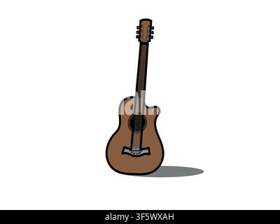 guitar icon. Musical instrument. Rock music, jazz symbol. Vector illustration. Stock Vector
