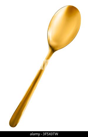 Clean golden teaspoon isolated on white background Stock Photo