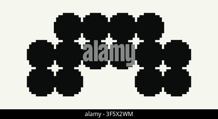Vector retro pixel art geometric shape. Minimal 8-bit style frame and abstract design element isolated on background. Stock Vector