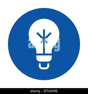 This graphic features a light bulb icon depicted in white on a vibrant blue circular background, symbolizing creativity and innovation for various des Stock Vector