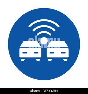 Visual representation of connected vehicles showcasing modern technology with Wi-Fi signals. This image emphasizes the importance of connectivity in t Stock Vector