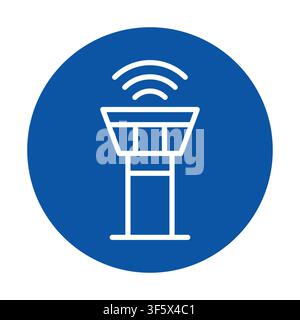 Modern icon of an air traffic control tower symbolizing aviation management and communication safety. Ideal for aviation and transportation themes. Stock Vector
