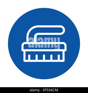 A minimalist icon featuring a cleaning brush on a blue circular background. Ideal for cleaning, hygiene, and maintenance products. Perfect for digital Stock Vector