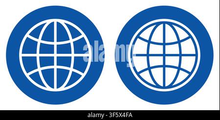 Two blue globe icons symbolize global connectivity and international communication. These simple designs represent travel, network, and modern technol Stock Vector