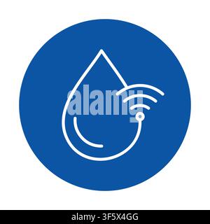 This graphic features a water drop icon with signal waves, symbolizing innovative technology and resource management in a modern context, ideal for va Stock Vector