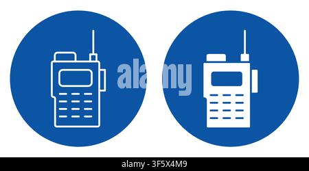 This image features two minimalistic icons of communication devices on blue circles. The designs emphasize clarity and modern aesthetics, suitable for Stock Vector