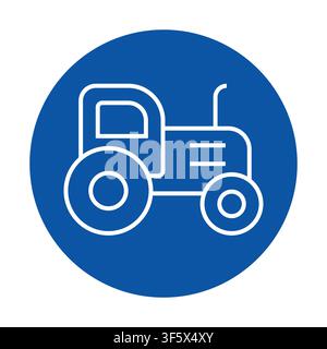 Simple blue icon featuring a minimalist tractor design ideal for agricultural themes. Perfect for conveying concepts related to farming, machinery, an Stock Vector