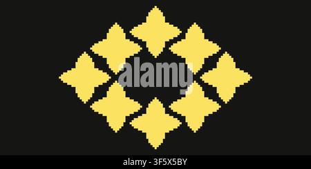 Vector retro pixel art geometric star shape. Minimal 8-bit style frame and abstract design element isolated on background. Stock Vector