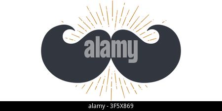 Black mustache. Classic mustache sign art Stock Vector