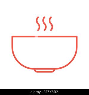 Classic noodle bowl with rising steam line art icon Stock Vector