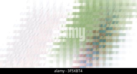 A digital abstract background featuring a mosaic of rectangular pixels with a soft gradient transition from green to blue, isolated on white backgroun Stock Photo