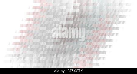 An abstract background with a mosaic pattern of light grey and soft pink rectangular blocks, fading into a clean white background. Stock Photo