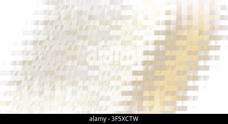 An abstract digital art background featuring a soft gold and white gradient with a pixelated, woven mosaic texture, creating a modern and clean aesthe Stock Photo