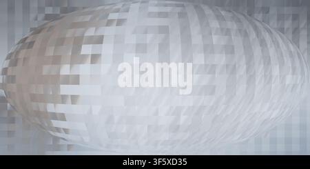 A sophisticated abstract background featuring a central spherical distortion effect with a grid pattern in monochromatic silver and grey tones. Stock Photo