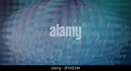 An abstract digital art piece featuring a central glowing sphere surrounded by a pixelated grid pattern in shades of blue and teal. Stock Photo