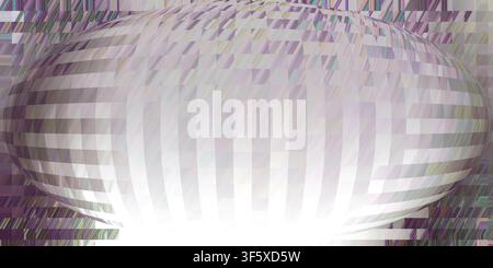 An abstract digital background featuring a central spherical distortion effect with a grid-like pattern in shades of soft purple and white. Stock Photo