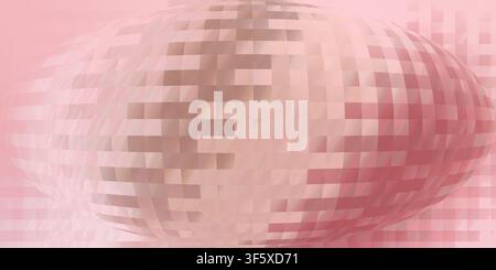An abstract background featuring a central spherical distortion effect made of pink and light red rectangular pixels, creating a soft, vibrant texture Stock Photo
