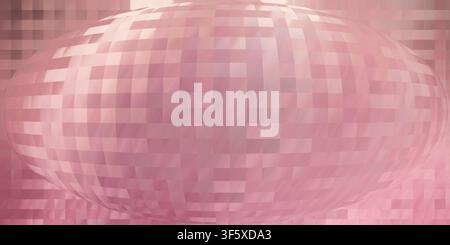 An abstract digital artwork featuring a soft pink sphere with a pixelated mosaic grid pattern, set against a light background. Stock Photo