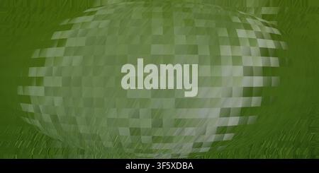 A three-dimensional sphere rendered in shades of green, featuring a distinct pixelated mosaic pattern and a subtle light-to-dark gradient. Stock Photo