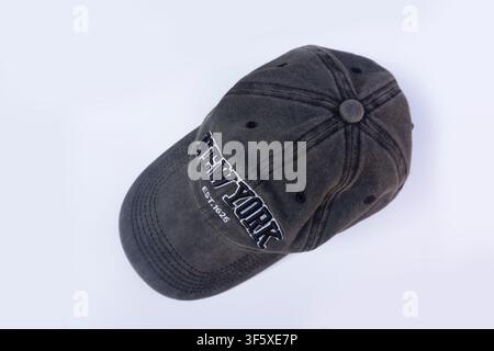 Black Baseball Cap Isolated on White Background Stock Photo