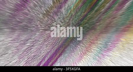 An abstract digital art background featuring a radial pattern of sharp, three-dimensional triangular spikes with vibrant purple and multi-colored grad Stock Photo