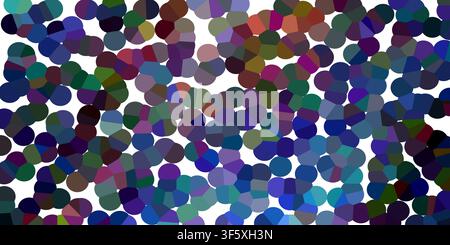 An abstract background featuring a mosaic pattern composed of numerous blue, green, and dark red circular shapes arranged on a white background. Stock Photo