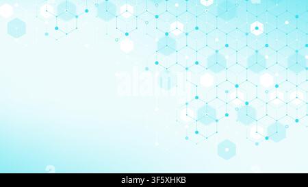 Health care and medical pattern innovation concept science background design. Abstract geometric hexagons shape medicine and science background Stock Vector