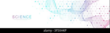 Molecular abstract structure and genetic engineering DNA. Healthcare and medicine background concept. Scientific research background. Wave flow Stock Vector