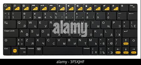Black chrome modern laptop bluetooth keyboard isolated on white Stock Photo