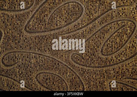 Old ornamental textured dark brown embroideryered cloth texture Stock Photo