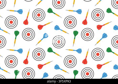 darts and dartboard seamless pattern, perfect for sports, games, target practice, business strategy themes, wrapping paper, textiles and digital backg Stock Vector