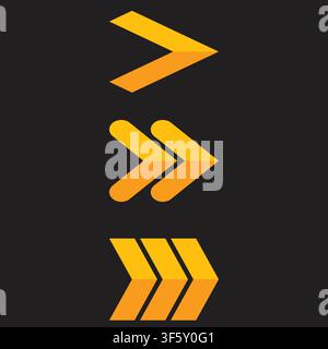 Modern Yellow Arrow Icon Set Flat Vector Collection with Directional Navigation Symbols Minimal Pointer Elements for User Interface Branding and Web D Stock Vector