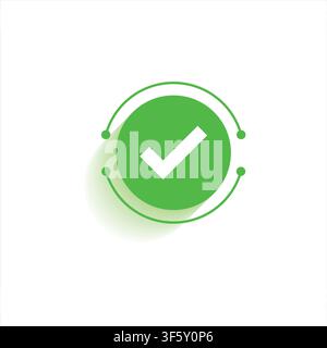 Modern Green Check Mark Verification Icon Flat Vector Illustration with Approved Success Validation Symbol for User Interface Apps Websites Branding a Stock Vector