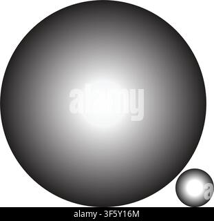 Abstract Metallic Gradient Sphere Icon with Glossy 3D Ball Effect Silver Shaded Circular Shape Vector Illustration Stock Vector