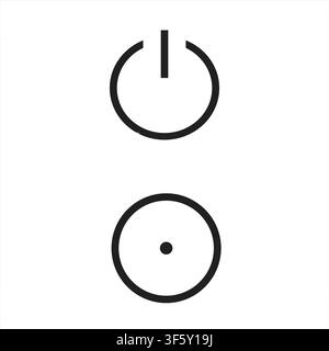 Minimal Power Button and Standby Symbol Icon Set Black Outline Vector Isolated on White Background for Technology Interface Design. Stock Vector