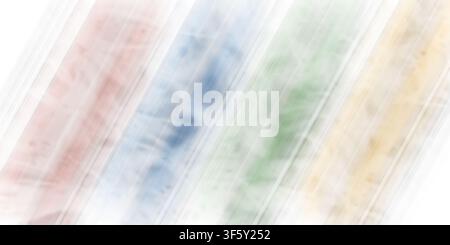Abstract background with diagonal bands of red, blue, green, and yellow colors, featuring a soft motion blur effect and light streaks. Stock Photo