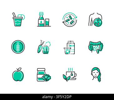 Healthy Eating Icons Set Stock Vector