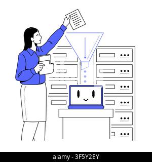 Computer Training System - Line Design Illustration Stock Vector