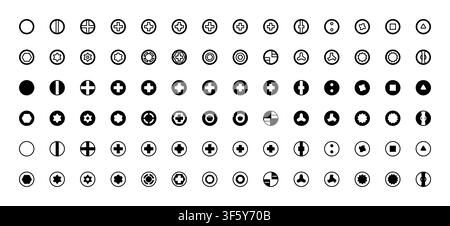 Screw drive heads vector set with standard and security fasteners profiles Stock Vector
