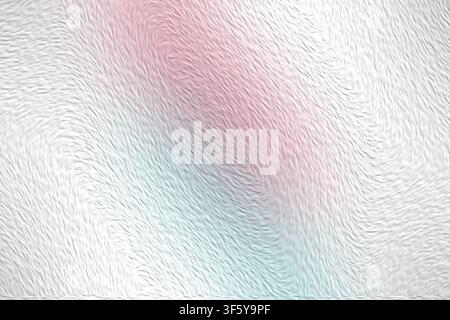 An abstract background featuring a textured surface with flowing wave patterns, transitioning through soft pastel shades of pink, white, and light blu Stock Photo