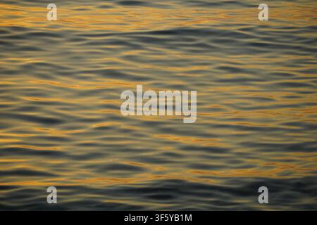 Abstract representation of the sea surface in gray and yellow parallel lines, abstract water background Stock Photo