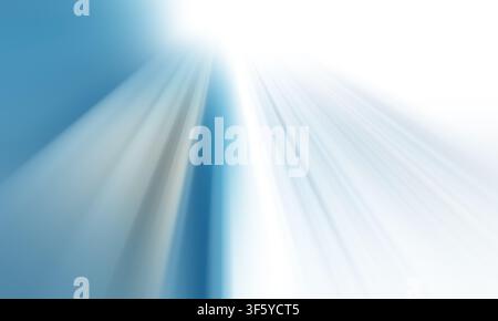 Abstract background featuring dynamic radial light streaks in cool blue tones, isolated on a clean white background. Stock Photo