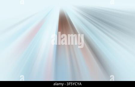 Abstract background featuring soft, blurred light rays converging towards the center with a blend of light blue and warm brown tones, creating a sense Stock Photo