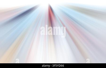 A bright, ethereal background with soft motion blur, featuring light streaks in shades of blue and red converging towards a white center. Stock Photo