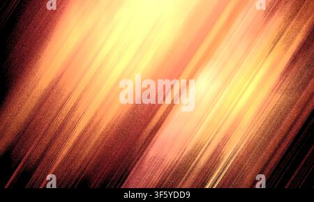 An abstract digital art background featuring diagonal light streaks in shades of gold and orange, transitioning into a dark, grainy texture along the Stock Photo