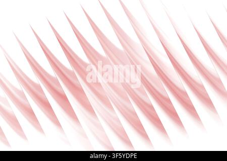 A minimalist abstract background featuring a series of repeating, soft pink curved wave shapes arranged in a diagonal pattern, isolated on white backg Stock Photo