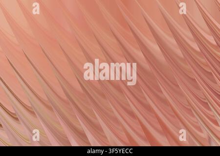 A sophisticated abstract background featuring repeating curved wave-like structures with smooth, warm monochromatic rose gold and peach gradients. Stock Photo