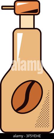 Coffee syrup bottle icon for flavored drinks, cafe menu, restaurant branding, packaging, sticker, mobile application, website interface, and digital d Stock Vector
